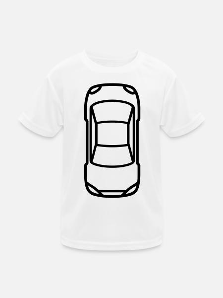 Auto - Kinder Funktions-T-Shirt - Weiß - Vorne