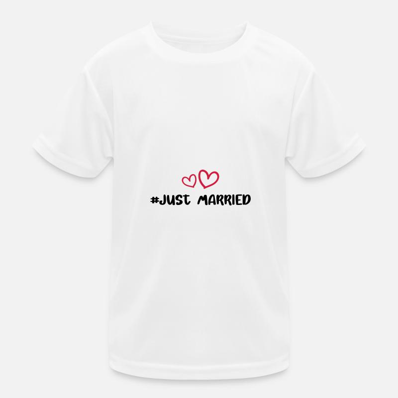 Just Married Hochzeit Herz Kinder Funktions-T-Shirt