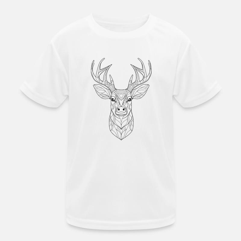 Deer Essence: Intricate Line Art Interpretation Kids Functional T-Shirt