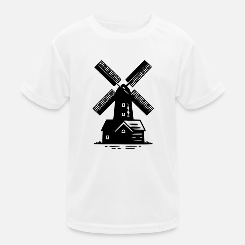 Classic windmill for grain and flour Kids Functional T-Shirt