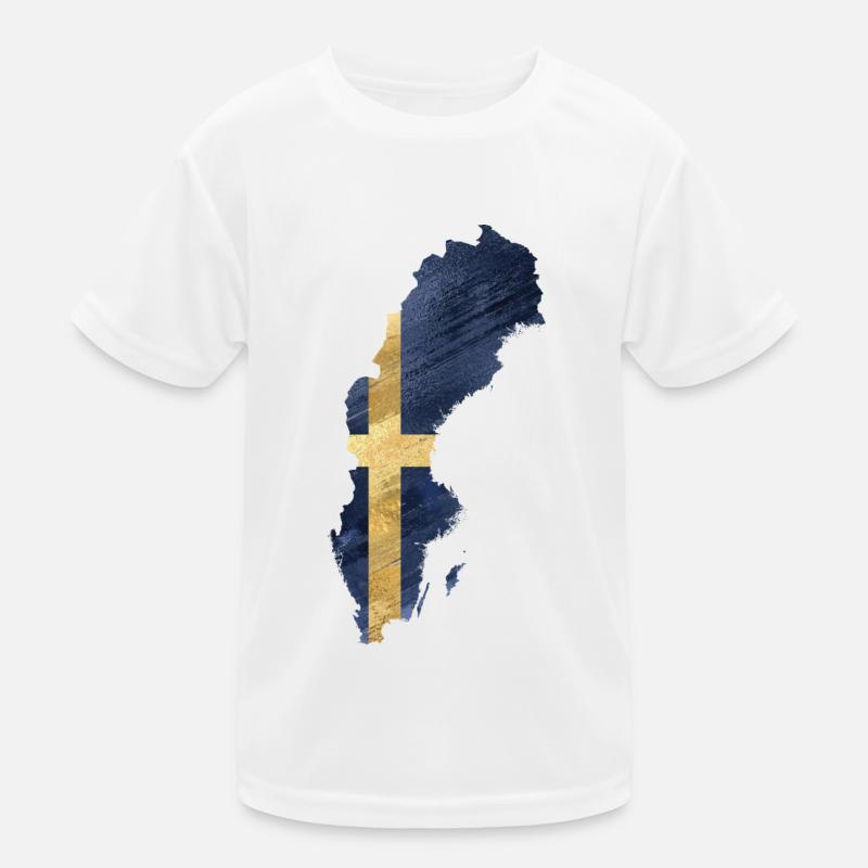 SWEDEN MAP FLAG Kids Functional T-Shirt