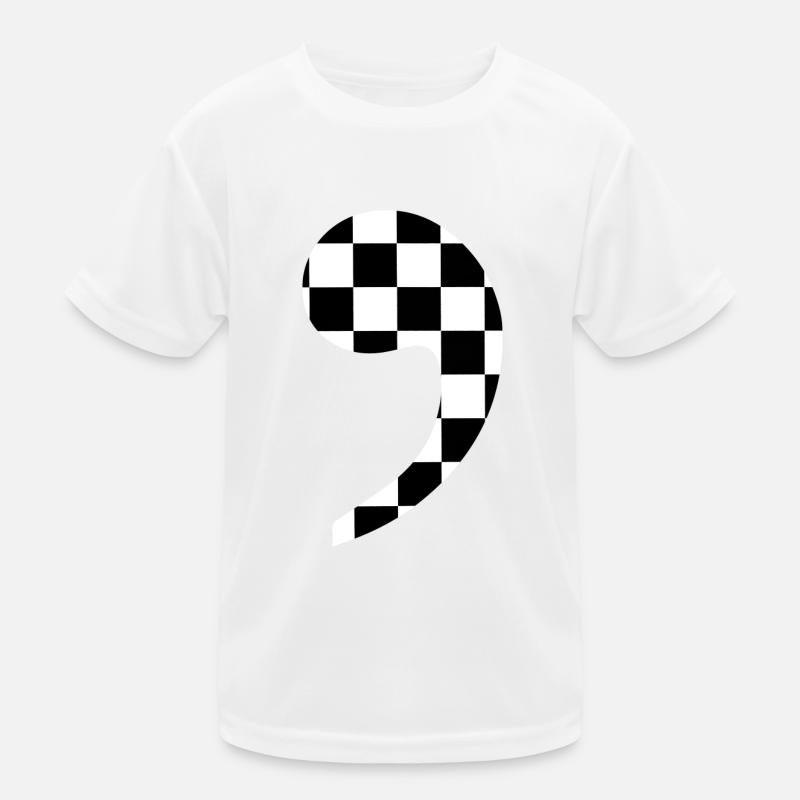 trendy checkered comma gift idea punctuation Kids Functional T-Shirt