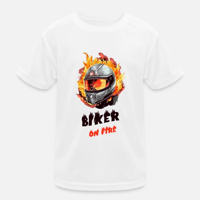 Biker on fire Kids Functional T-Shirt