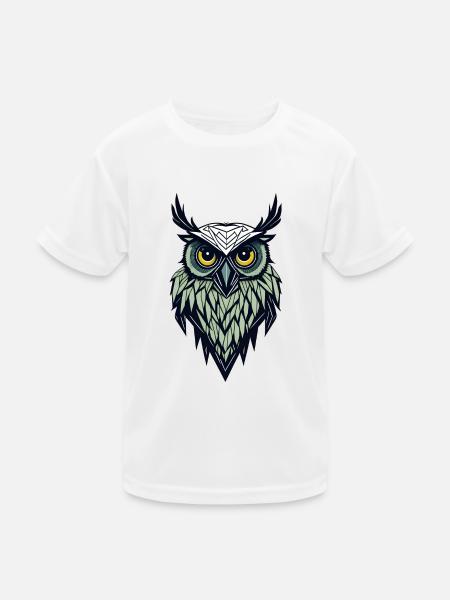 Geometrischer Eulenkopf - Kinder Funktions-T-Shirt - Weiß