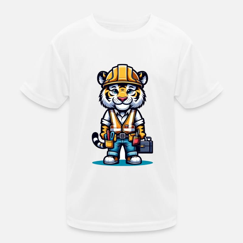 Cute Tiger Construction Worker Kinder Funktions-T-Shirt