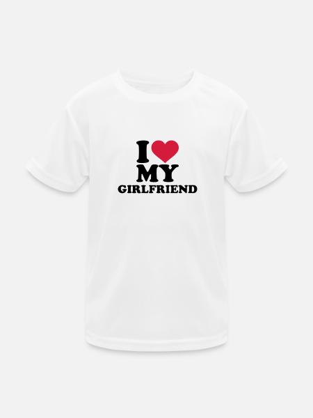 I love my girlfriend - Kinder Funktions-T-Shirt - Weiß - Vorne