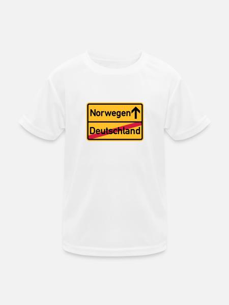 Norwegen - Kinder Funktions-T-Shirt - Weiß - Vorne