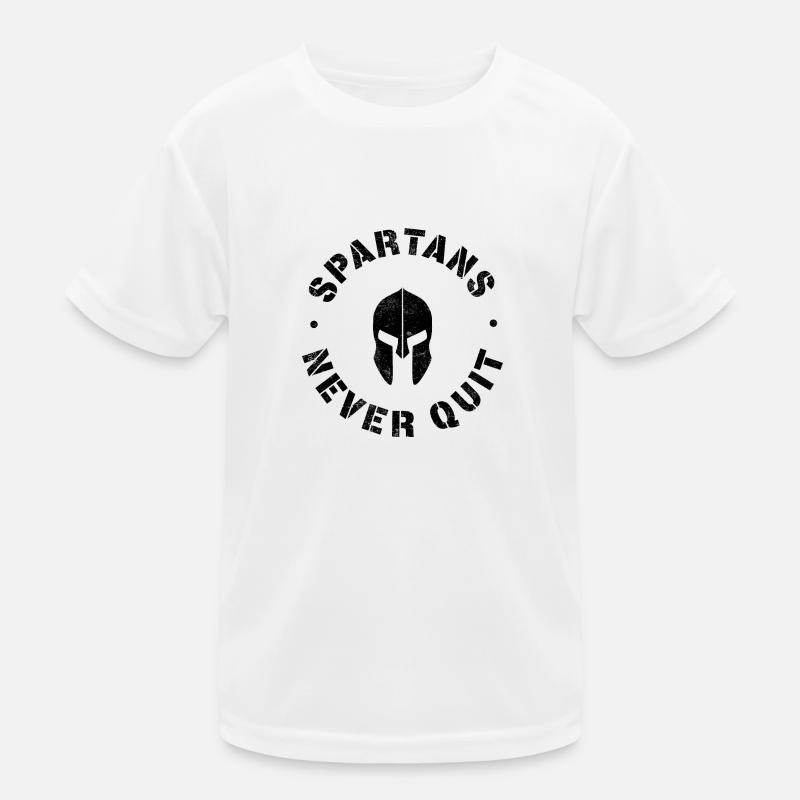 Spartans never quit black Kids Functional T-Shirt