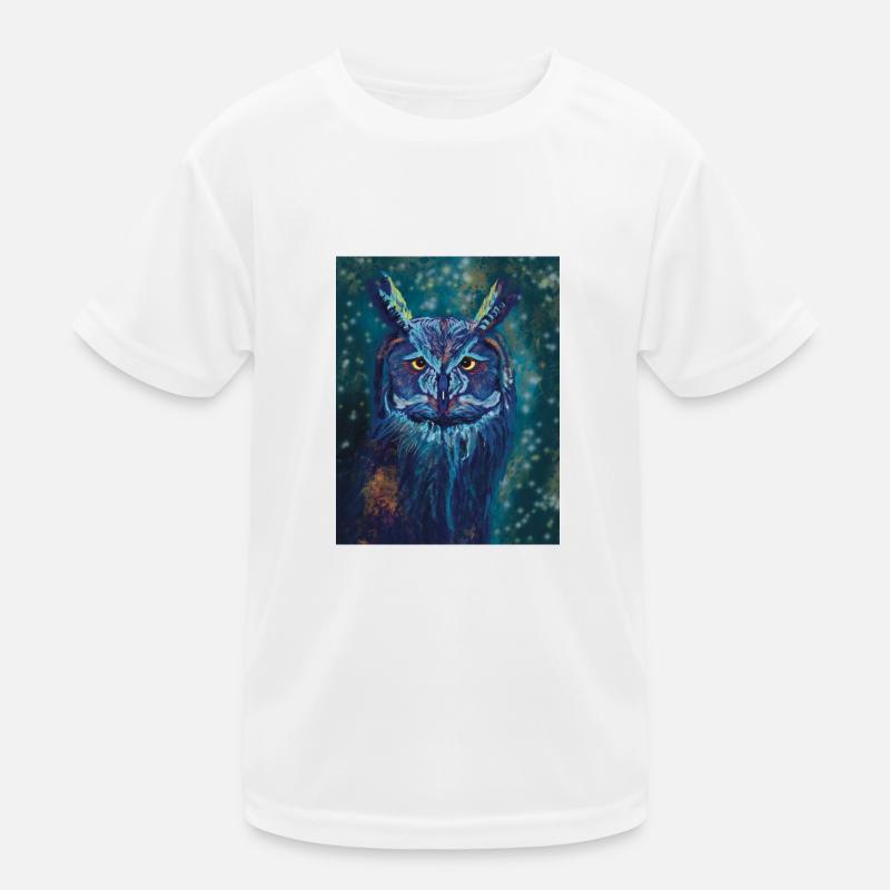 Eule - Kinder Funktions-T-Shirt - Weiß
