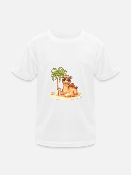Kamel Sommer Strand Comic - Kinder Funktions-T-Shirt - Weiß