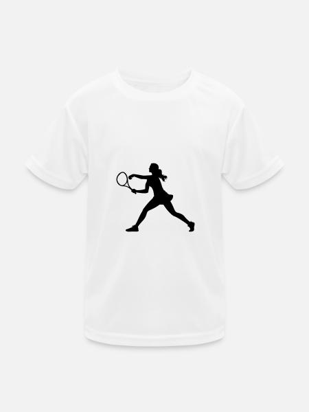 Tennis Spielerin Silhouette - Kinder Funktions-T-Shirt - Weiß - Vorne