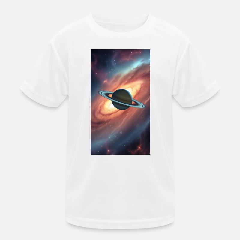 Saturne dans l’espace avec fond de galaxie T-shirt sport Enfant