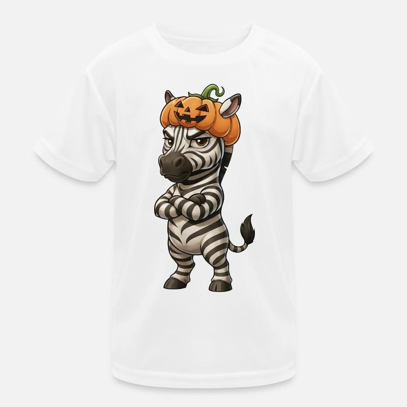 Grim Zebra Halloween Pouting Arms Kids Functional T-Shirt