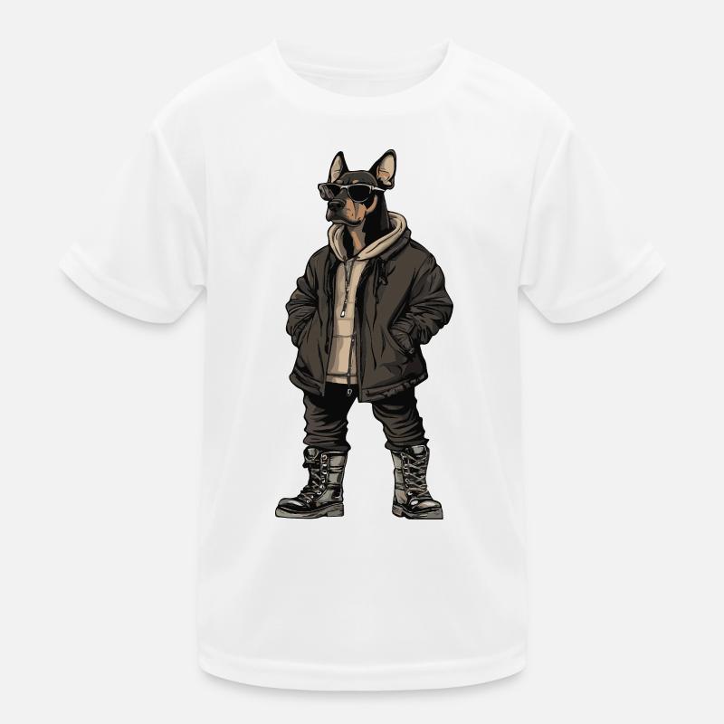 Dobermann Hund Cool Winter Kinder Funktions-T-Shirt