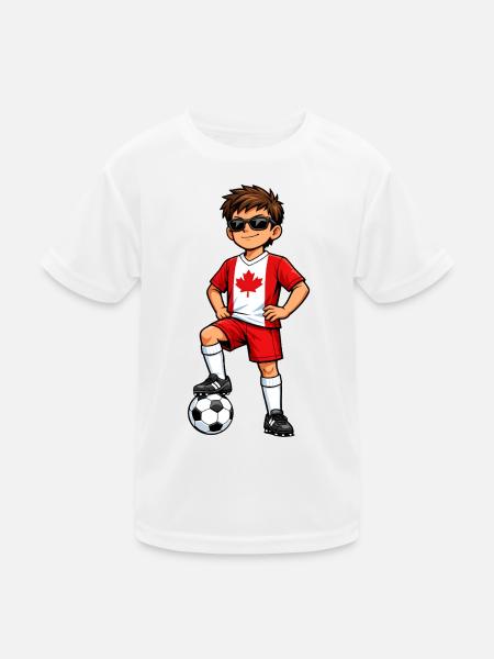 Drapeau canadien des Soccer Boy Canada Fan - T-shirt sport Enfant - blanc - Devant
