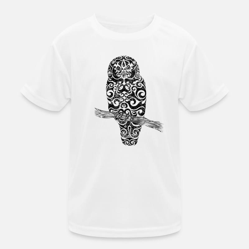 Swirly Owl (b&w) Kids Functional T-Shirt