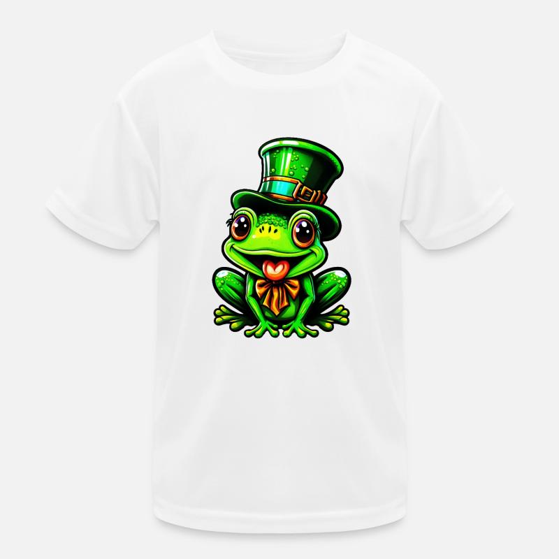 Cuddly frog with St. Patrick's Day top hat Kids Functional T-Shirt