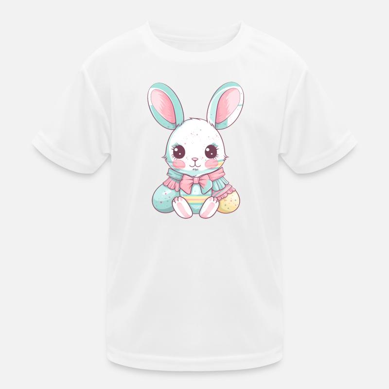 Pastel Easter Bunny with bow Kids Functional T-Shirt