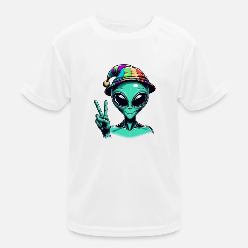 Alien Shows Peace Kids Functional T-Shirt