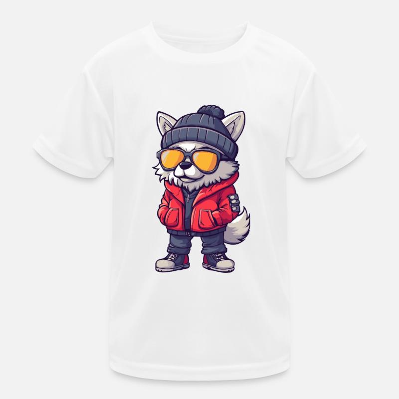 Wolf Cool Comic Kinder Funktions-T-Shirt