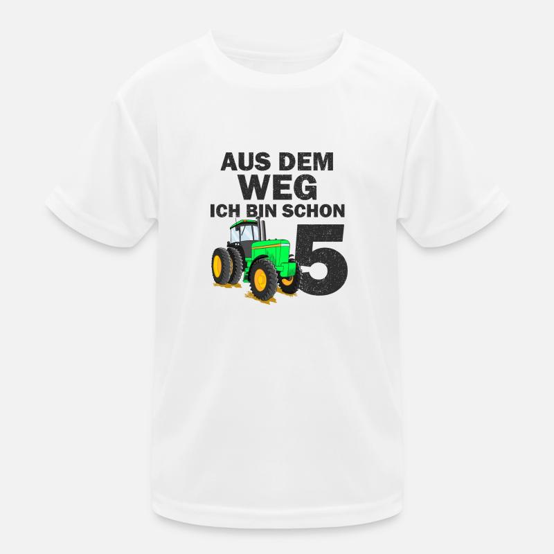 5. Geburtstag Traktor - Kinder Funktions-T-Shirt - Weiß