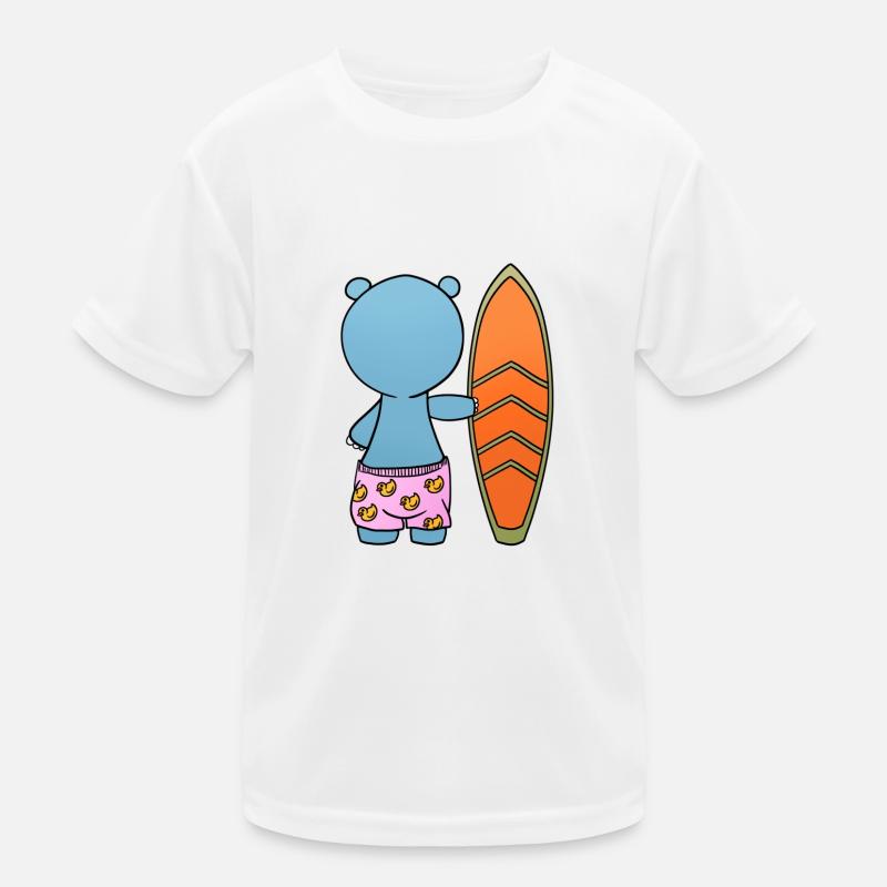 Nilpferd Surfbrett Kinder Funktions-T-Shirt