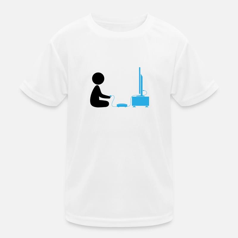 A Boy Plays With His Games Console Kids Functional T-Shirt