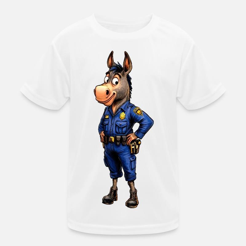 Polizei Esel Kinder Funktions-T-Shirt