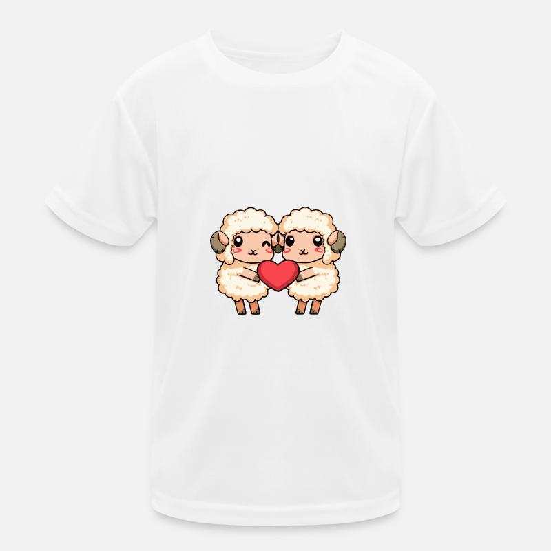 Schaf Paar Herz Kinder Funktions-T-Shirt