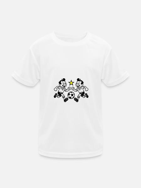Fussball Team Comic Verein - Kinder Funktions-T-Shirt - Weiß - Vorne