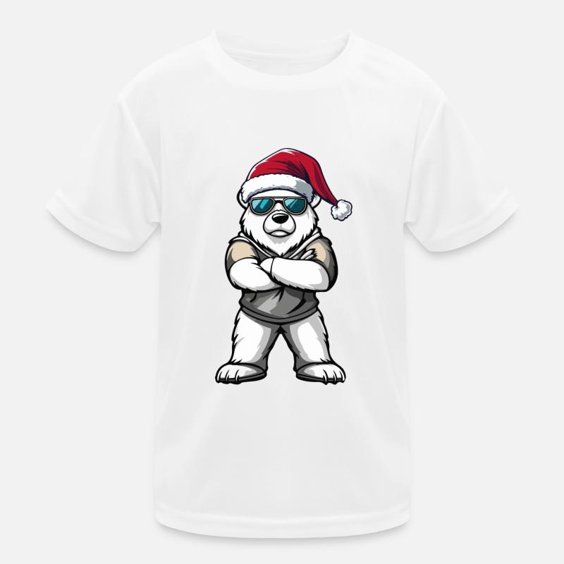 Eisbär Weihnachtsmann Kinder Funktions-T-Shirt