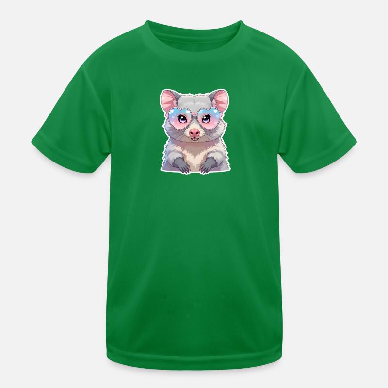 Opossum mit Brille Kinder Funktions-T-Shirt