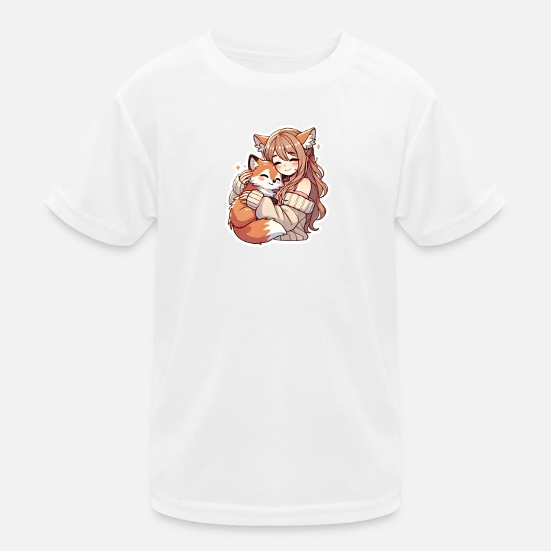 Mädchen mit Fuchs - Kinder Funktions-T-Shirt - Weiß