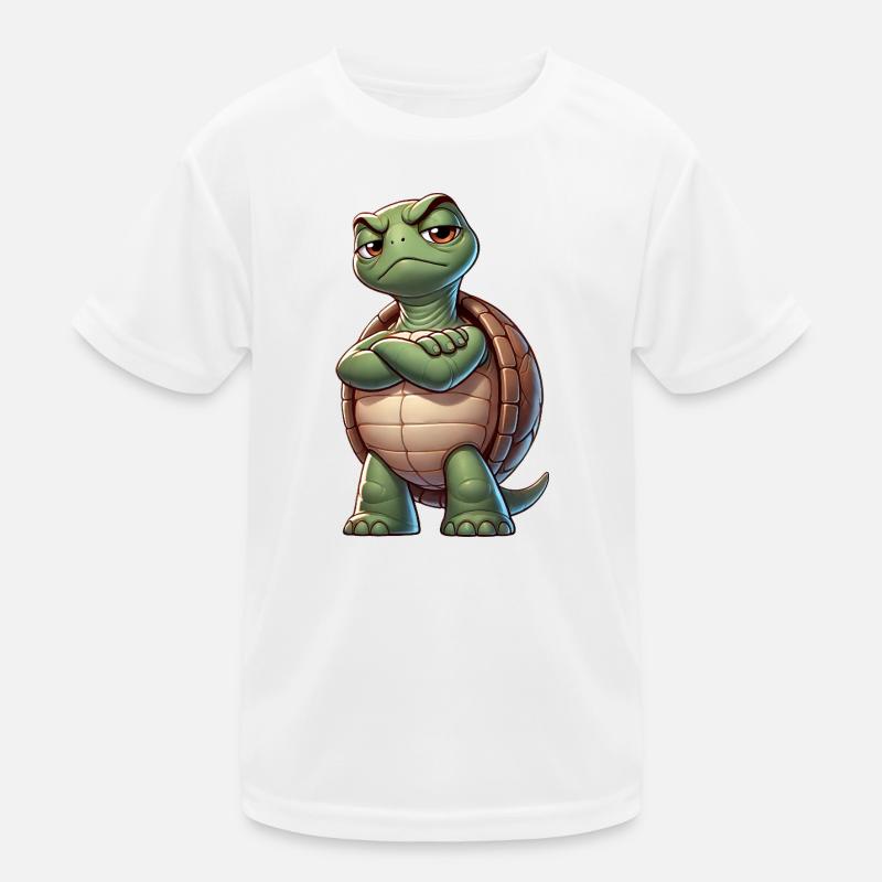 Skeptical Naughty Cartoon Turtle Funny Kids Functional T-Shirt