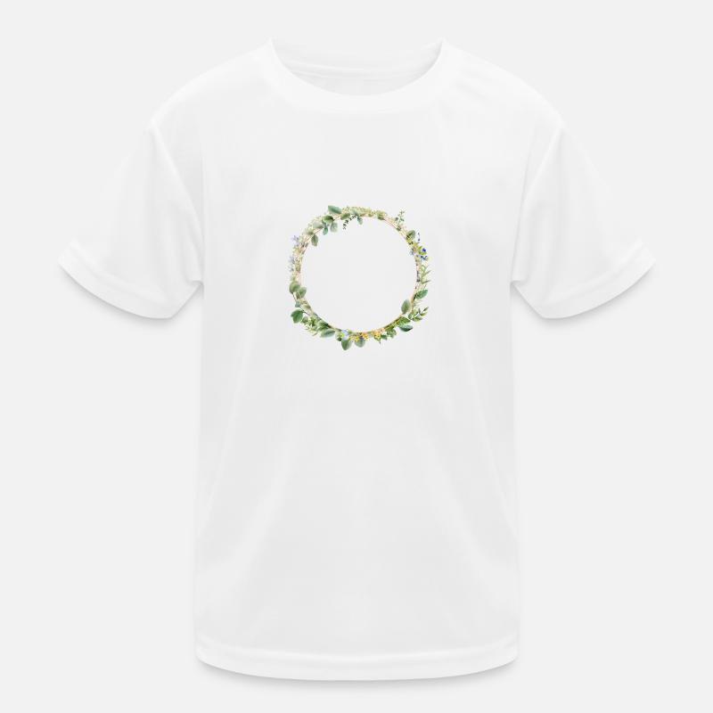 Eucalyptus wreath with small wreath Flowers, customisable Kids Functional T-Shirt