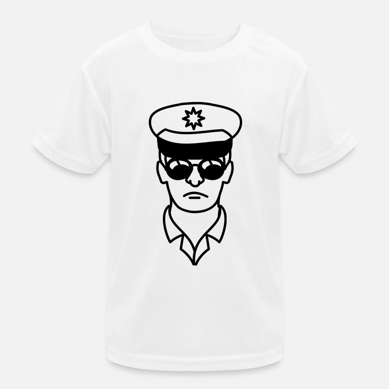 Cool Polizei Mann Gesicht Kopf Kinder Funktions-T-Shirt