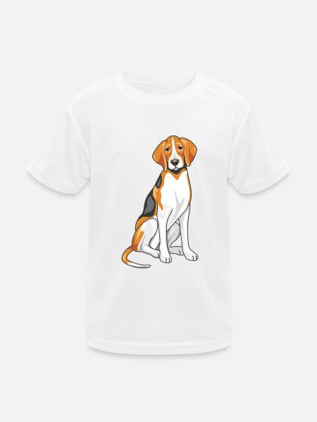 Sitting foxhound - Kids Functional T-Shirt - white - Front