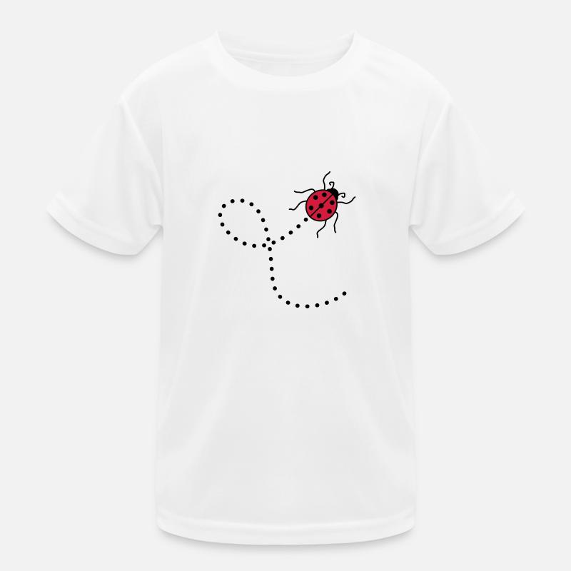 line dashed path path ladybug small sues - Kids Functional T-Shirt - white