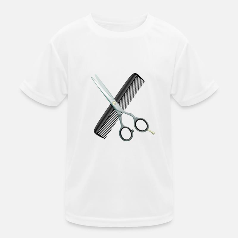 Friseurschere mit Kamm Kinder Funktions-T-Shirt