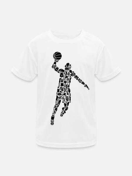 Basketball Symbols Kids Boys Basketball - Kids Functional T-Shirt - white - Front