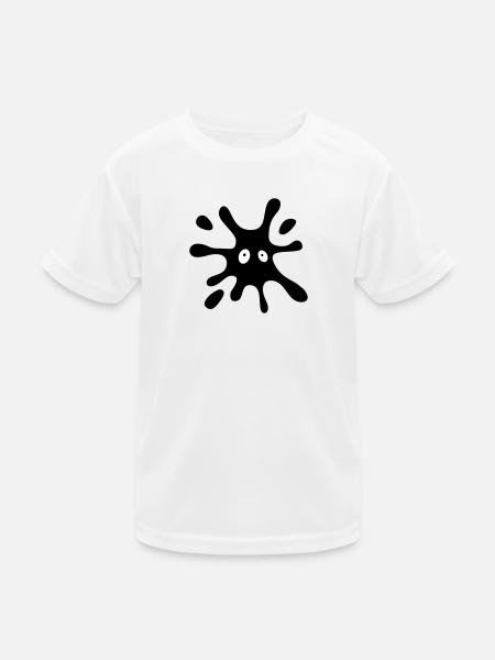 schwarzer Fleck mit Augen - Kinder Funktions-T-Shirt - Weiß - Vorne