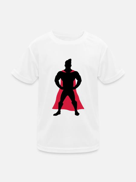 Superhero - Kinder Funktions-T-Shirt - Weiß - Vorne