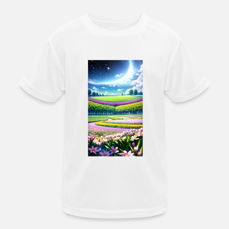 Landschaft mit 4 Bereichen, Generative KI Kinder Funktions-T-Shirt