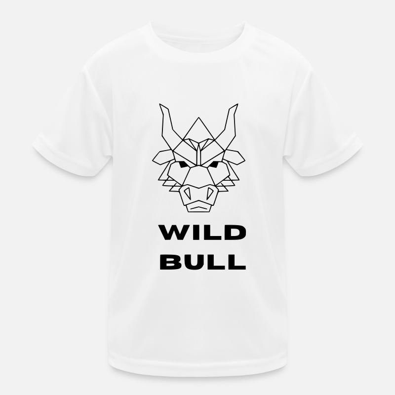 Wild Bull 2 - Kinder Funktions-T-Shirt - Weiß