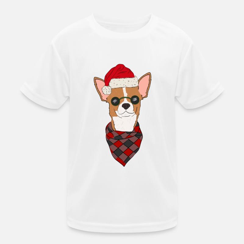 Chihuahua Pull de Noël Rouge Blanc Cheveux Courts T-shirt sport Enfant