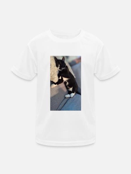 TUXEDO CAT SLEEPING - Kids Functional T-Shirt - white - Front