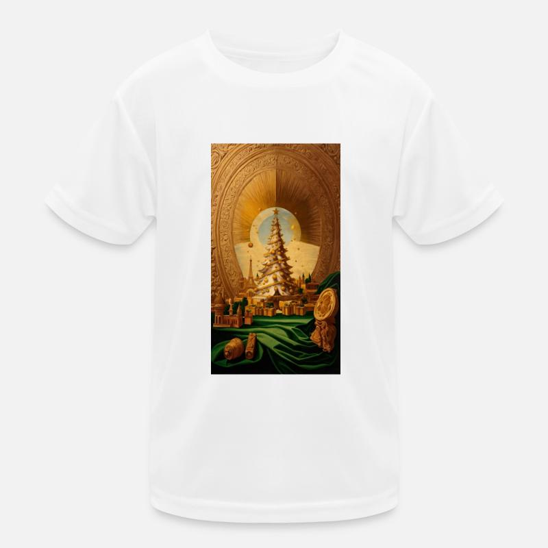 Golden Christmas Tree with Eiffel Tower Golden Kids Functional T-Shirt