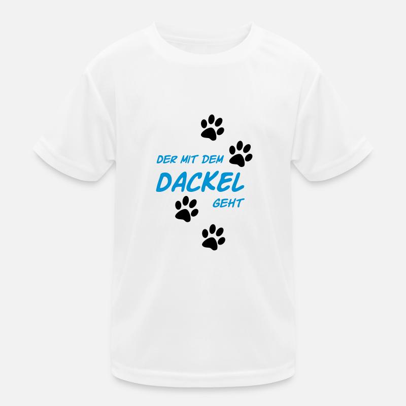 Der mit dem Dackel geht - Kinder Funktions-T-Shirt - Weiß