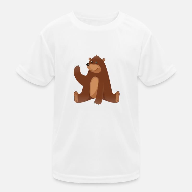 Braunbär - Kinder Funktions-T-Shirt - Weiß