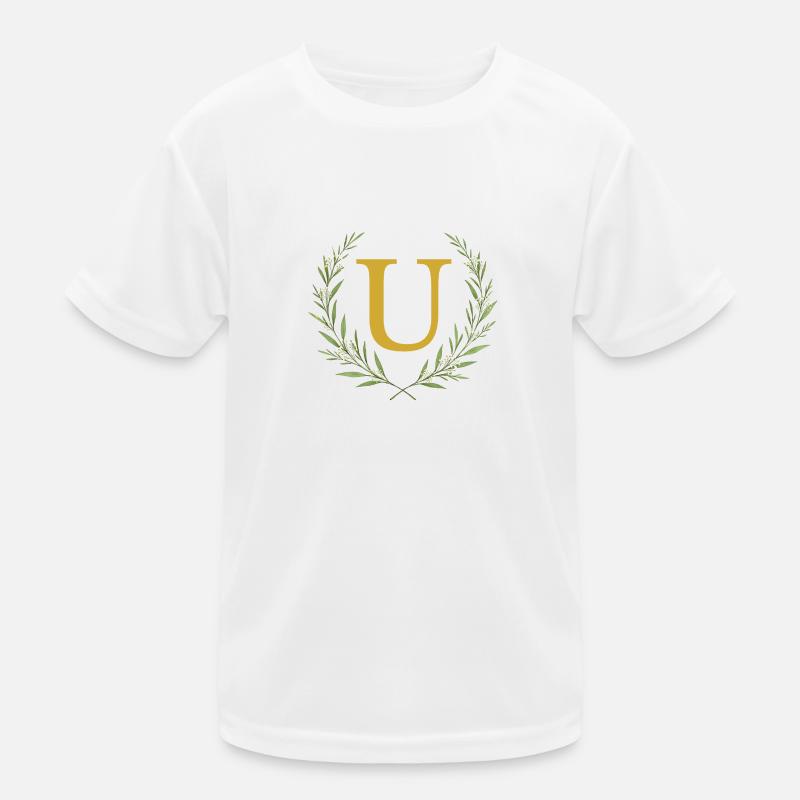 U Monogram, Couronne d’eucalyptus, Personnalisable T-shirt sport Enfant